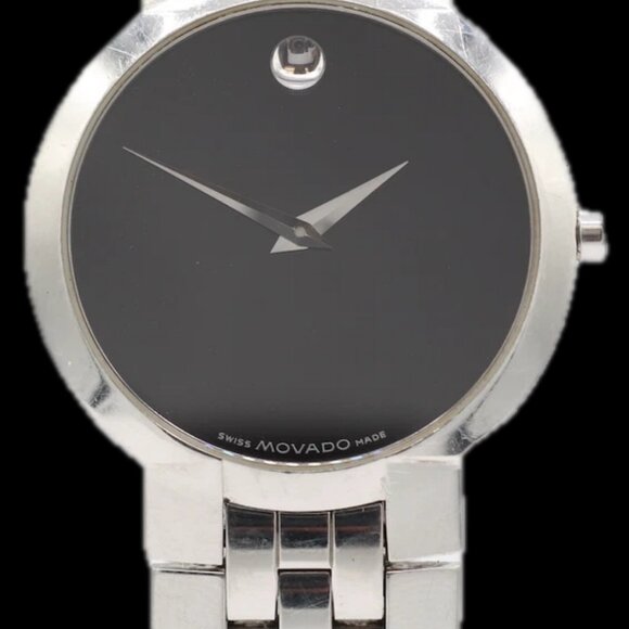 Vintage Movado 84 45 1891 Museum Black Men\'s Quartz Wristwatch SteelFull Set main image 5